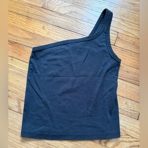 aerie Black One-Shoulder Tank Top